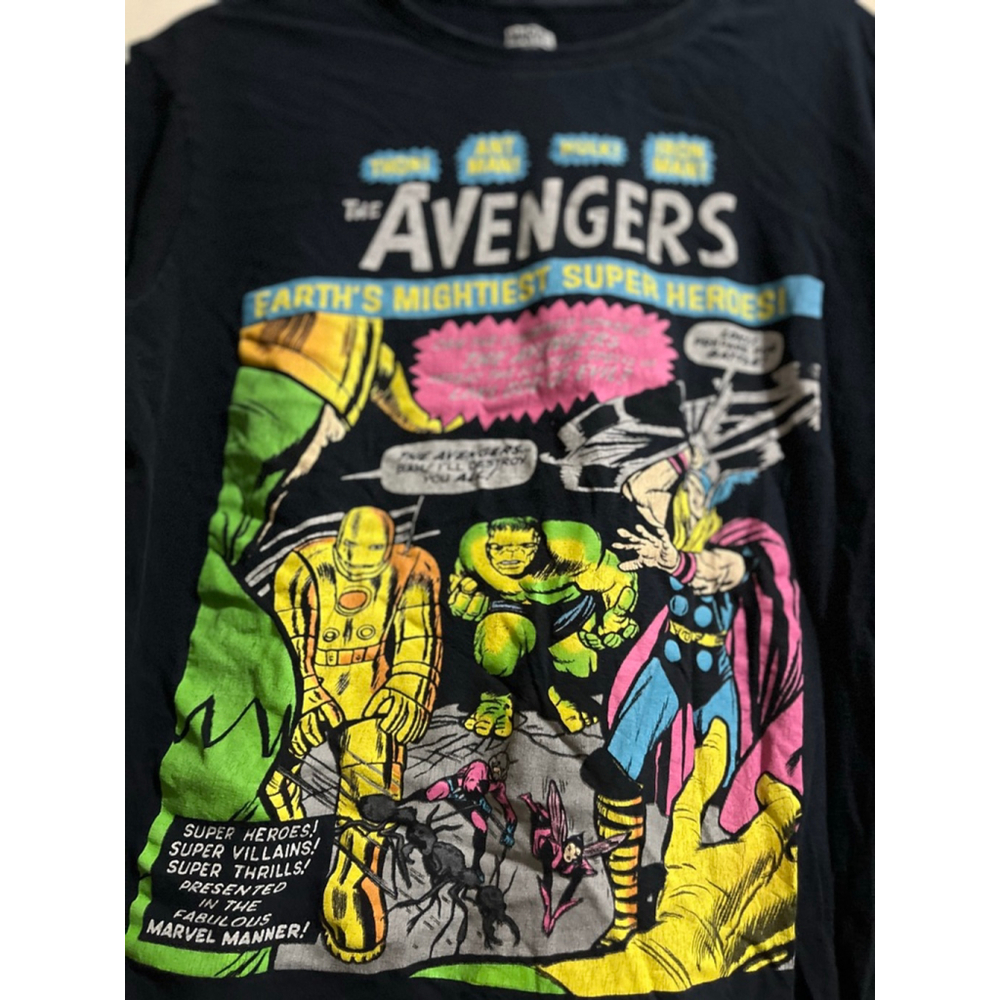 EUC Unisex Marvel The Avengers T-Shirt Black/Yellow Size M - Picture 3 of 5
